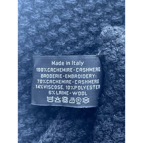 Chanel Navy Blue Knit Scarf With Pink Logo Embroidery Womens Winter Accessory - Picture 8 of 9